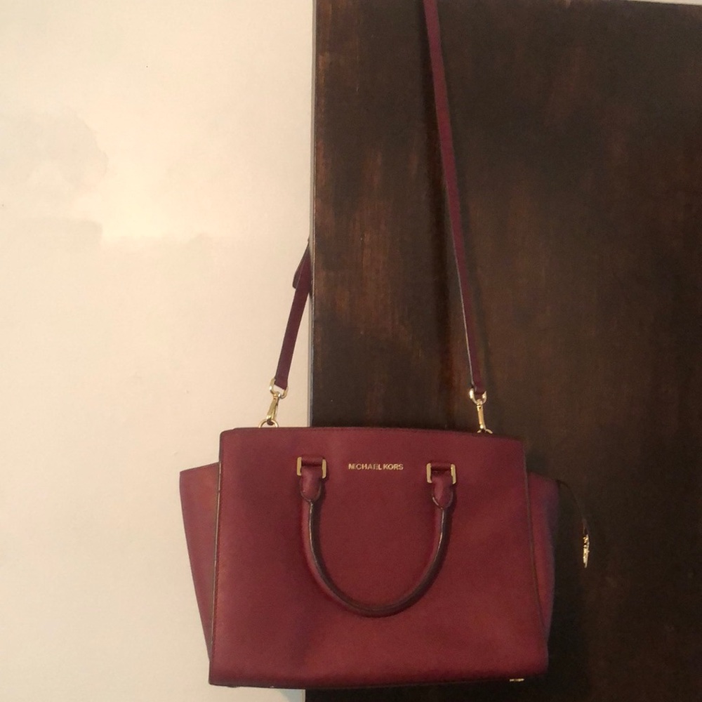 Large maroon Michael kors purse